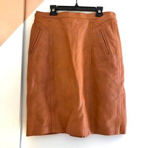 Vintage leather skirt in saddle brown